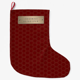 Meia De Natal Grande Nameplate Honeycomb Beekeeper Dourado
