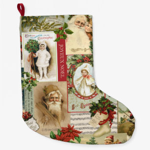 MEIA DE NATAL GRANDE NATAIS VINTAGES COLAGEM