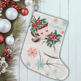 Meia De Natal Grande Natais vintages do século médio Lady Personalizada