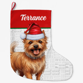 Meia De Natal Grande Natal australiano Terrier Dog Name Woof