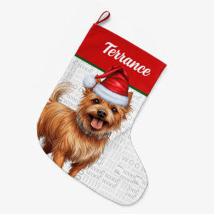 Meia De Natal Grande Natal australiano Terrier Dog Name Woof