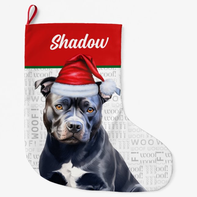 Meia De Natal Grande Natal Bluenose Pitbull Nome Wohground (Frente)