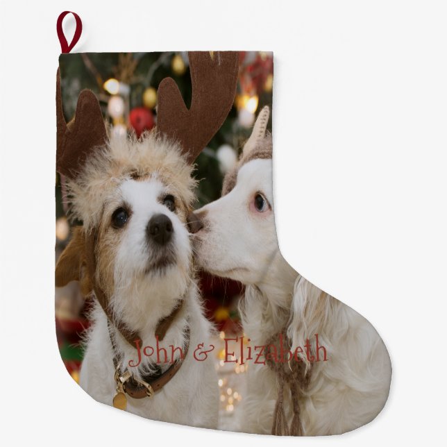Meia De Natal Grande Natal, Cachorros Apaixonados (Frente)