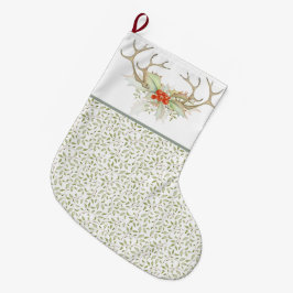 Meia De Natal Grande Natal campestre em aquarela verde