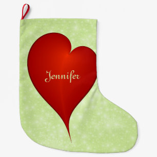Meia De Natal Grande Natal Com Amor Coração Vermelho Verde Claro