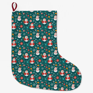 Meia De Natal Grande Natal com padrão de Papais noeis