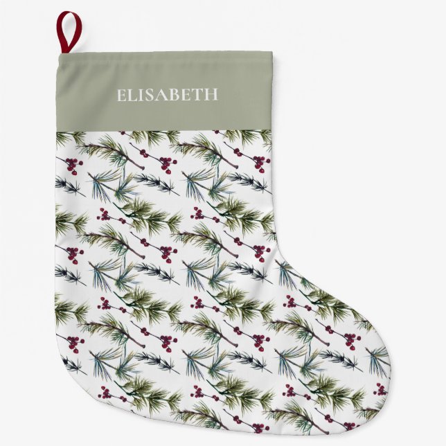 Meia De Natal Grande Natal da Poinsettia Botânica Elegante (Frente)