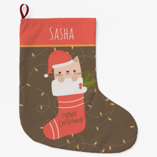 Meia De Natal Grande Natal de Cat Personalizado