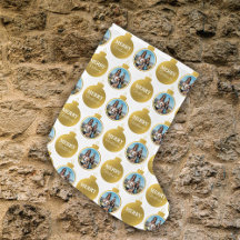 Natal de Ornamentos de Fotos Dourados Elegantes Pe