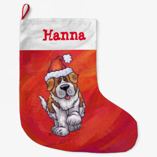 Meia De Natal Grande Natal de St Bernard no vermelho