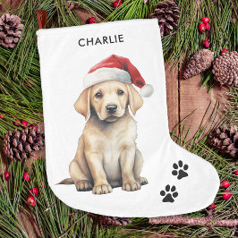 Meia De Natal Grande Natal do Cão Personalizado do Labrador Amarelo