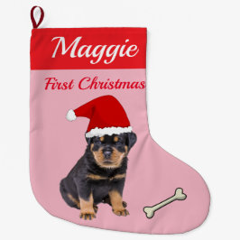 Meia De Natal Grande Natal do filhote de cachorro de Rottweiler