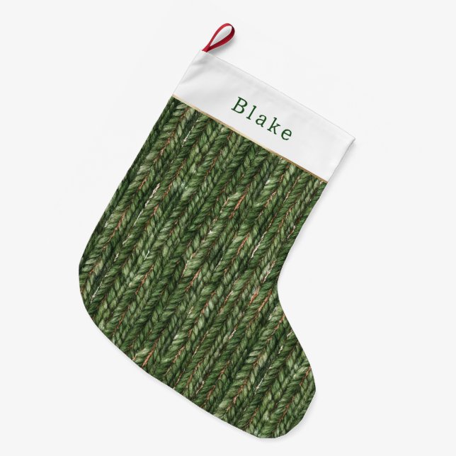 Meia De Natal Grande Natal Fios Verdes Tecidos Falsos (Frente (Pendurada))