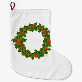 Meia De Natal Grande Natal Holly Wreath