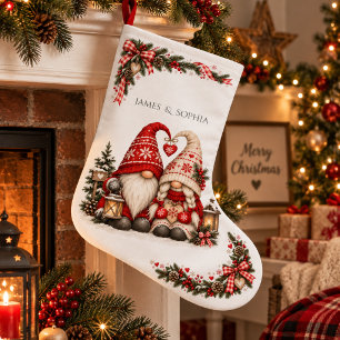 Meia De Natal Grande Natal Juntos Casal de Tomte Escandinavo