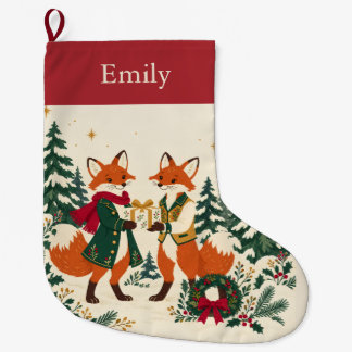 Meia De Natal Grande Natal Personalizado com Raposa da Floresta em Made