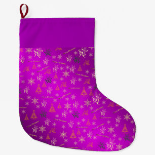 Meia De Natal Grande Natal roxo e dourado