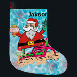 Meia De Natal Grande Natal Stocks, Papais noeis Beach Bum<br><div class="desc">Parada de Natal Esta estocagem de Natal personalizada é atraente para Papais noeis pequenos presentes. Algo para todos,  Maria lurdis afonso,  https://www.zazzle.com/succeedinbeautybarb</div>