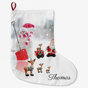 Meia De Natal Grande Natal Stocks, Papais noeis de Snowman Vintage