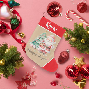 Meia De Natal Grande Natal Vermelho feliz e Brilhante