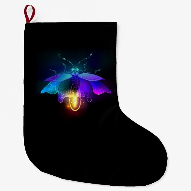 Meia De Natal Grande Neon Firefly a preto (Frente)