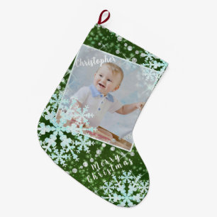 Meia De Natal Grande Neve Fala Verde