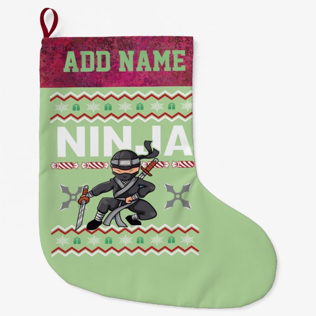 Meia De Natal Grande Ninja Ugly Christmas Sweater (Frente)