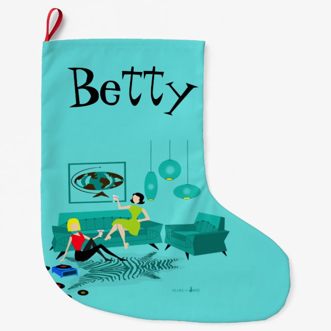 Meia De Natal Grande Noite da Garota-Retrô em Natal (Frente)