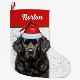 Meia De Natal Grande Nome da Terra Nova de Natal - Fundo Woof