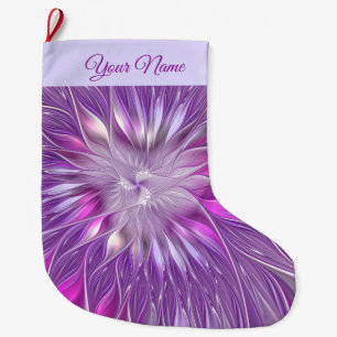 Meia De Natal Grande Nome de Arte Fractal de Abstrato de Estrela de Flo