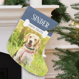 Meia De Natal Grande Nome de Foto de Cachorro Divertido Personalizado