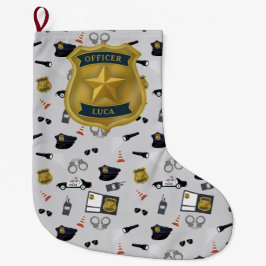 Meia De Natal Grande Nome de policial temático policial policial oficia