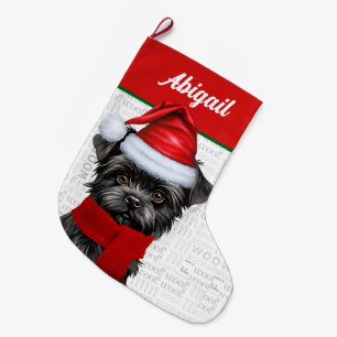 Meia De Natal Grande Nome do Cachorro de Natal Affenpinscher Wohnground
