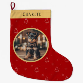 Meia De Natal Grande Nome do Cachorro no Natal Vermelho Enfeite de Nata