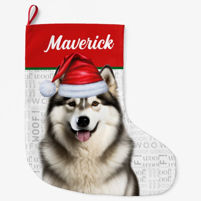 Meia De Natal Grande Nome Malamute de Natal Wohback (Frente)