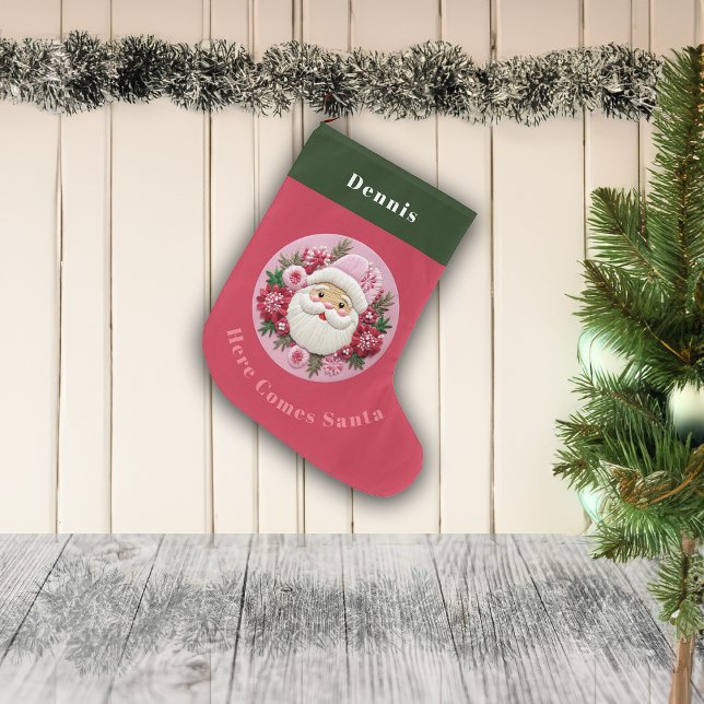 Meia De Natal Grande Nome Personalizado de Efeito de Bordados Papais no (Criador carregado)