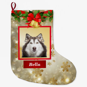 Meia De Natal Grande Nome Personalizado de Estoque de Foto de Cachorro 