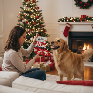 Meia De Natal Grande Nome Personalizado de Estoque de Natal de Cachorro