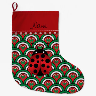 Meia De Natal Grande Nome personalizado ladybug meio círculo canis doc