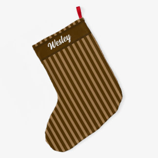 Meia De Natal Grande Nome Personalizado - Listrado Neutro Elegante