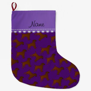 Meia De Natal Grande Nome personalizado púrpura fronteira cães aterro