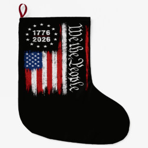 Meia De Natal Grande Nós O Povo 1776 2026 Bandeira Patriótica