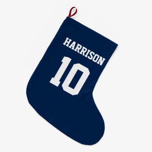 Meia De Natal Grande Número de marinho azul e branco para esportes de