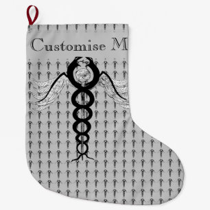 Meia De Natal Grande O Caduceus (preto)