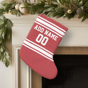 Meia De Natal Grande O vermelho ostenta o jérsei com seus nome e núme