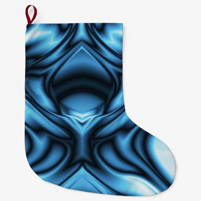 Meia De Natal Grande Onda de Seda Azul (Frente)