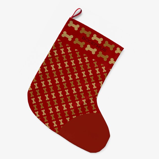 Meia De Natal Grande Ossos de Cachorro (Frente (Pendurada))
