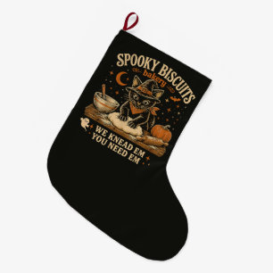 Meia De Natal Grande Padaria de Biscoitos Assustadores Gato Preto Hallo