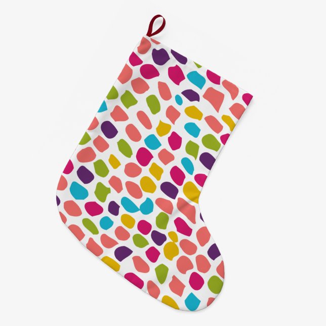 Meia De Natal Grande padrão colorido (Frente (Pendurada))