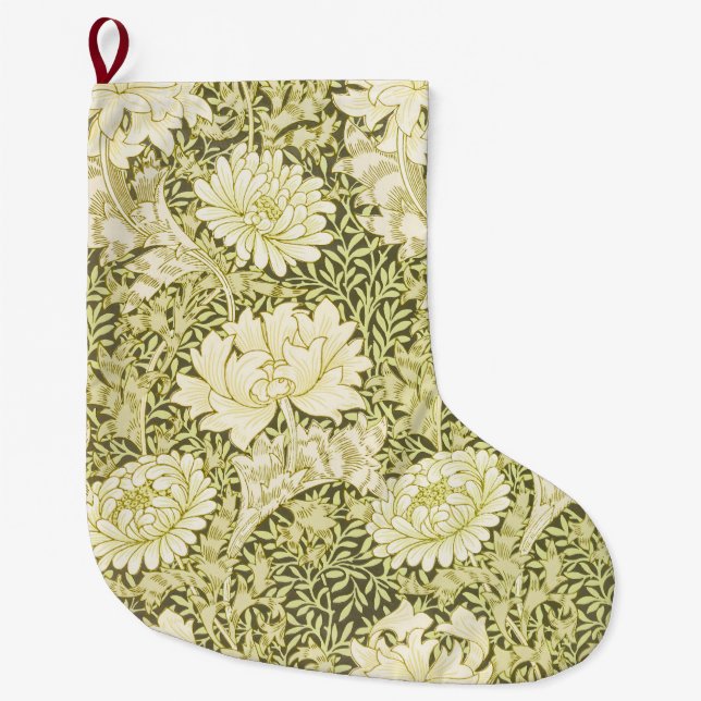 Meia De Natal Grande Padrão Crisântemo de William Morris Vintage (Frente)